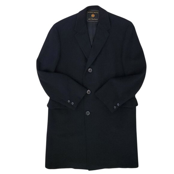 VTG Society Brand 100% Cashmere Men's Black Overcoat Size 40 Mint Condition - Picture 1 of 15